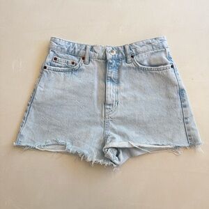 Zara High Rise Light Wash Denim Shorts 4